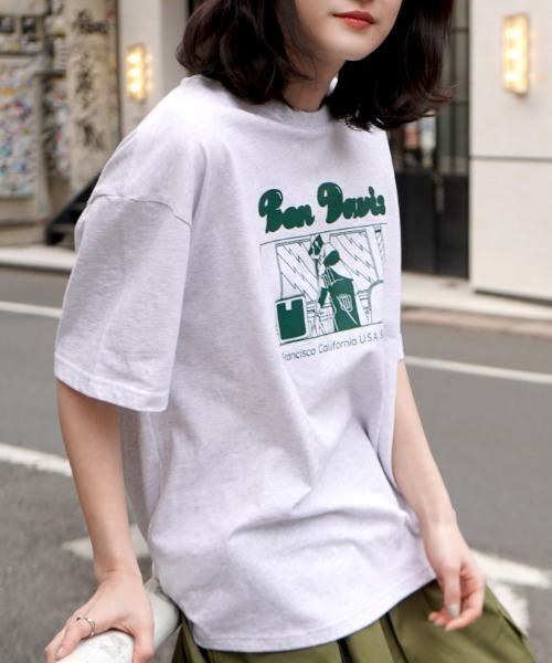 BEN DAVIS（ベンデイビス）の「《BEN DAVIS》 LADIES PRINT TEE/抗菌防臭（Tシャツ/カットソー・レディース・アッシュグレー/チャコールグレー・FREE）」の6枚目の写真