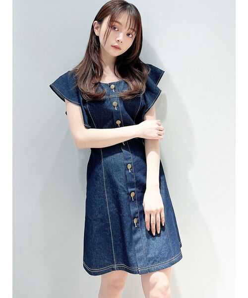 RESEXXY（リゼクシー）の「ラッフルデニムミニワンピース（ワンピース・レディース・ブラック/アイボリー/インディゴブルー・FREE）」の20枚目の写真