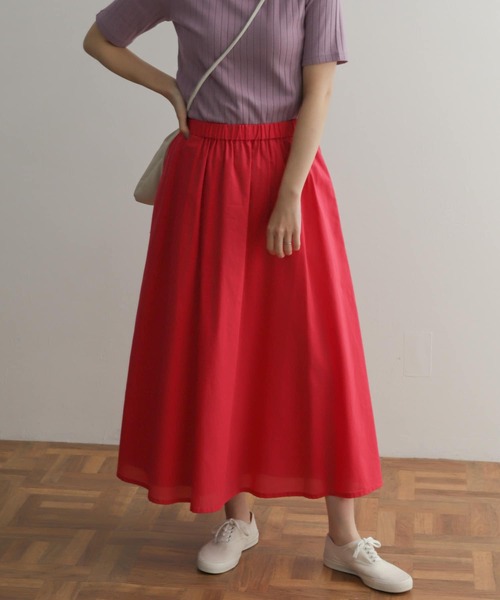 URBAN RESEARCH DOORS(アーバンリサーチドアーズ)の「コットンローンギャザースカート(スカート・レディース・ピンク/グリーン/ネイビー・MEDIUM)」の4枚目の写真