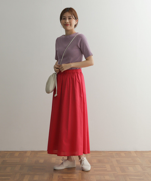 URBAN RESEARCH DOORS(アーバンリサーチドアーズ)の「コットンローンギャザースカート(スカート・レディース・ピンク/グリーン/ネイビー・MEDIUM)」の5枚目の写真