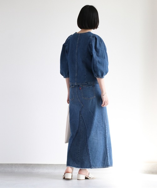 cepo（セポ）の「ライトデニム ボリュームスリーブジャケット　セットアップ可能（デニムジャケット・レディース・ブルー系2/ブルー系3・M）」の13枚目の写真