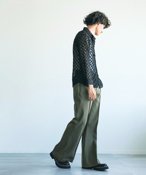 aimoha（アイモハ）の「長袖総柄ひしがたシースルーシャツ (SS)（シャツ/ブラウス・メンズ・ブラック/ホワイト・X-LARGE/MEDIUM/LARGE/XX-LARGE/SMALL）」の16枚目の写真