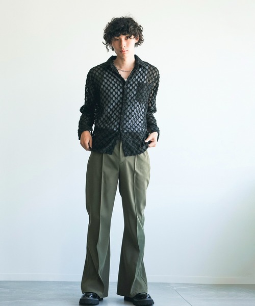 aimoha（アイモハ）の「長袖総柄ひしがたシースルーシャツ（シャツ