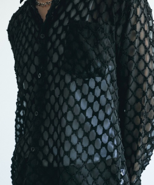 aimoha（アイモハ）の「長袖総柄ひしがたシースルーシャツ (SS)（シャツ/ブラウス・メンズ・ブラック/ホワイト・X-LARGE/MEDIUM/LARGE/XX-LARGE/SMALL）」の17枚目の写真