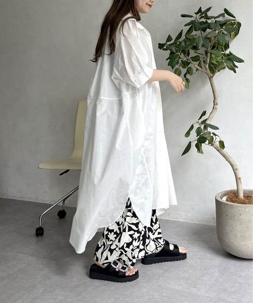 prose verse(プロズヴェール)の「オーバーサイズボリュームシャツワンピース(シャツワンピース・レディース・グリーン/レッド/ブラック/オフホワイト・FREE)」の7枚目の写真