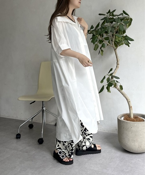 prose verse(プロズヴェール)の「オーバーサイズボリュームシャツワンピース(シャツワンピース・レディース・グリーン/レッド/ブラック/オフホワイト・FREE)」の8枚目の写真