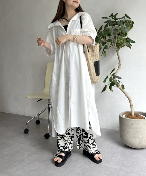 prose verse(プロズヴェール)の「オーバーサイズボリュームシャツワンピース(シャツワンピース・レディース・グリーン/レッド/ブラック/オフホワイト・FREE)」の9枚目の写真