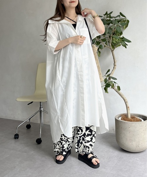 prose verse(プロズヴェール)の「オーバーサイズボリュームシャツワンピース(シャツワンピース・レディース・グリーン/レッド/ブラック/オフホワイト・FREE)」の11枚目の写真