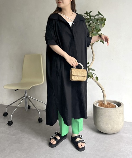 prose verse(プロズヴェール)の「オーバーサイズボリュームシャツワンピース(シャツワンピース・レディース・グリーン/レッド/ブラック/オフホワイト・FREE)」の15枚目の写真