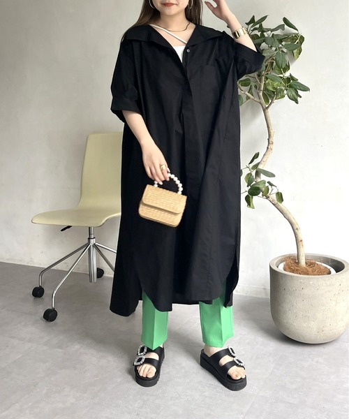 prose verse(プロズヴェール)の「オーバーサイズボリュームシャツワンピース(シャツワンピース・レディース・グリーン/レッド/ブラック/オフホワイト・FREE)」の17枚目の写真