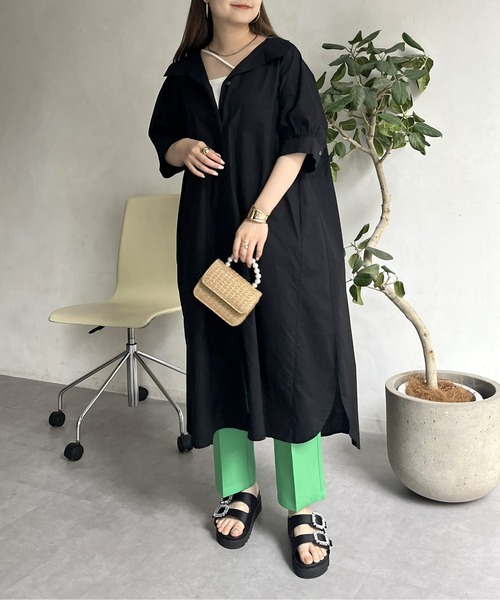 prose verse(プロズヴェール)の「オーバーサイズボリュームシャツワンピース(シャツワンピース・レディース・グリーン/レッド/ブラック/オフホワイト・FREE)」の18枚目の写真