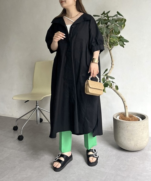 prose verse(プロズヴェール)の「オーバーサイズボリュームシャツワンピース(シャツワンピース・レディース・グリーン/レッド/ブラック/オフホワイト・FREE)」の19枚目の写真
