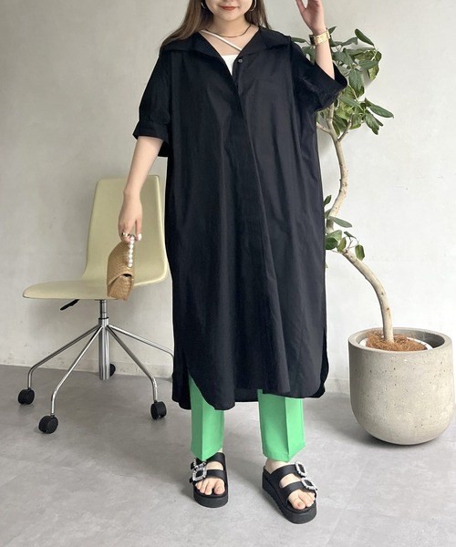 prose verse(プロズヴェール)の「オーバーサイズボリュームシャツワンピース(シャツワンピース・レディース・グリーン/レッド/ブラック/オフホワイト・FREE)」の21枚目の写真