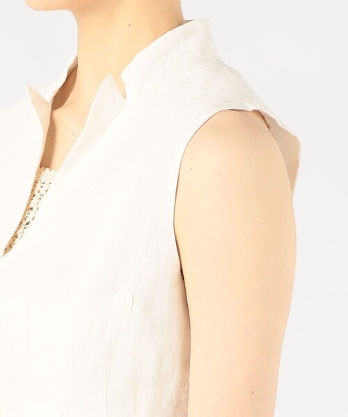 KHADI & CO(カディアンドコー)の「〇Khadi and Co OKLA リネンス シャツベスト(ベスト・レディース・ホワイト・M)」の7枚目の写真