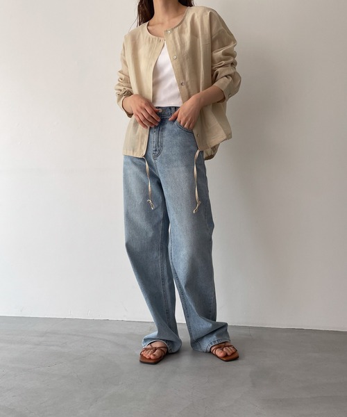 CANAL JEAN(キャナルジーン)の「El mar(エルマール) ノーカラードローストリングシャツ(シャツ/ブラウス・レディース・ブラック/ホワイト/ベージュ・ONE SIZE)」の13枚目の写真