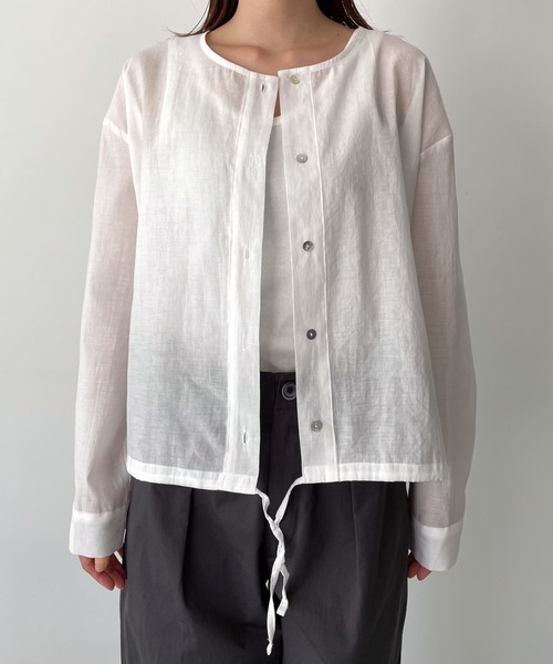 CANAL JEAN(キャナルジーン)の「El mar(エルマール) ノーカラードローストリングシャツ(シャツ/ブラウス・レディース・ブラック/ホワイト/ベージュ・ONE SIZE)」の14枚目の写真