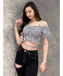 GGチャームオフショルパフスリーブブラウス