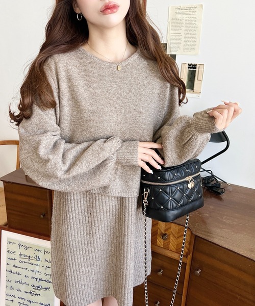 BLATE カーディガン 2way美ラインニットワンピース 2点セット BLATE カーディガン 2way美ラインニットワンピース 2点セット