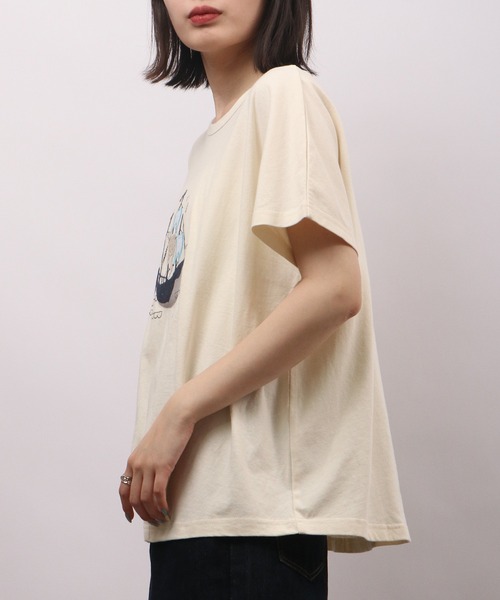 EMAGO くじらパッチワーク刺繍ドルマン半袖Tシャツ（Tシャツ