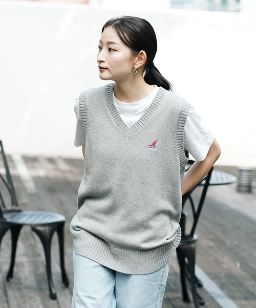 KANGOL（カンゴール）の「【KANGOL/カンゴール】スクールベスト 制服　高校生　中学生　JK　DK　ユニセックス　コットン100％　ロゴ刺繍　ワンポイント（ベスト・メンズ・ネイビー/ブラック/ベージュ/グレー・LARGE/MEDIUM）」の20枚目の写真