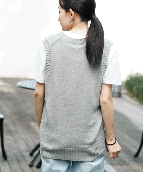 KANGOL（カンゴール）の「【KANGOL/カンゴール】スクールベスト 制服　高校生　中学生　JK　DK　ユニセックス　コットン100％　ロゴ刺繍　ワンポイント（ベスト・メンズ・ネイビー/ブラック/ベージュ/グレー・LARGE/MEDIUM）」の19枚目の写真