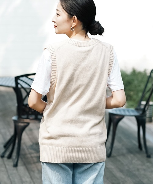 KANGOL（カンゴール）の「【KANGOL/カンゴール】スクールベスト 制服　高校生　中学生　JK　DK　ユニセックス　コットン100％　ロゴ刺繍　ワンポイント（ベスト・メンズ・ネイビー/ブラック/ベージュ/グレー・LARGE/MEDIUM）」の10枚目の写真