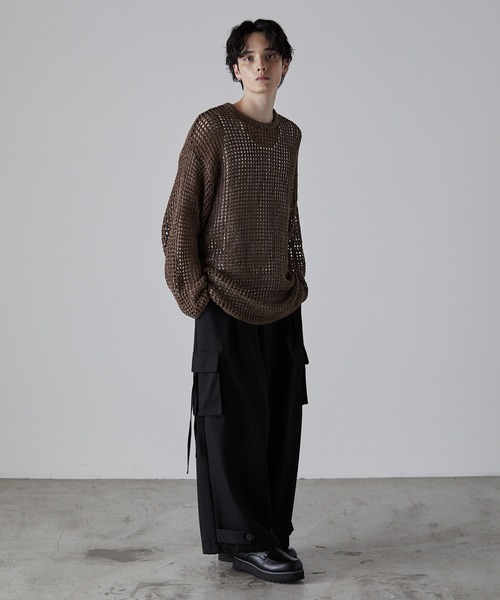 CLEL】Watermark Knitting Loose Mesh Knit /透かし編み ルーズ