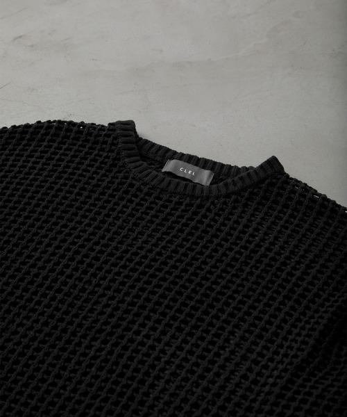 CLEL（クレイル）の「【CLEL】Watermark Knitting Loose Mesh Knit /透かし編み ルーズ メッシュニット（ニット/セーター・メンズ・ブラック系/グレー/ブラック/ブラウン・S/M/L/XS）」の21枚目の写真