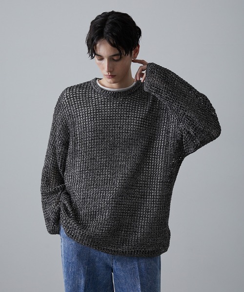 CLEL】Watermark Knitting Loose Mesh Knit /透かし編み ルーズ