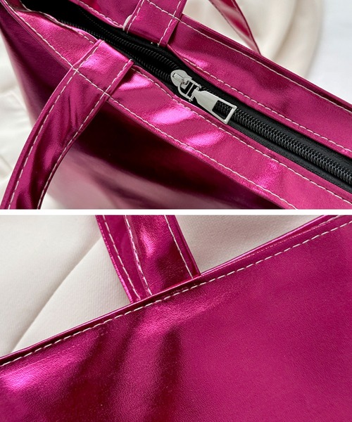 florist（フローリスト）の「【A4収納可】メタリックカラーシンプルトートバッグ（トートバッグ・レディース・オレンジ/チェリーピンク/グリーン/ゴールド/シルバー/ライトブルー・FREE）」の14枚目の写真