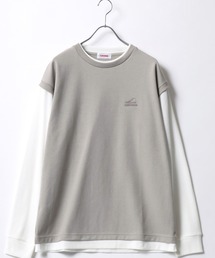 CONVERSE/コンバース フェイクレイヤード ベスト×ワッフルロンT ワンポイントロゴ 長袖Tシャツ レディース メンズ