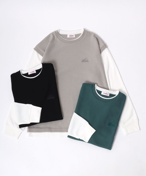 CONVERSE(コンバース)の「CONVERSE/コンバース フェイクレイヤード ベスト×ワッフルロンT ワンポイントロゴ 長袖Tシャツ レディース メンズ(Tシャツ/カットソー・メンズ・グレイッシュベージュ/ブラック/ブルーグリーン・M/LL/L)」の11枚目の写真