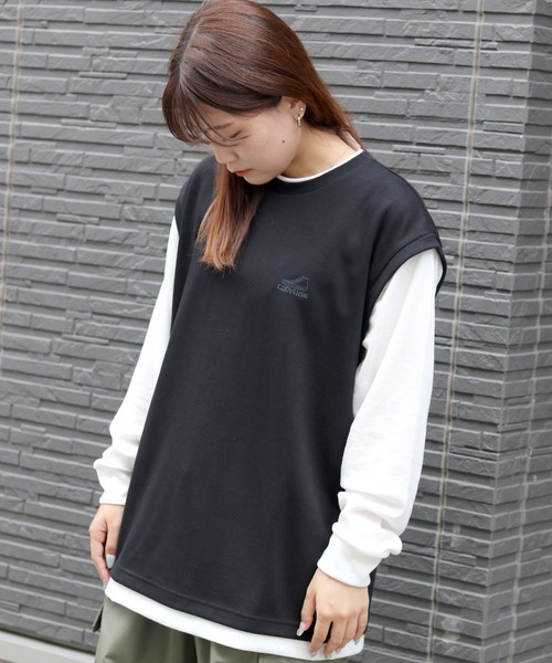 CONVERSE(コンバース)の「CONVERSE/コンバース フェイクレイヤード ベスト×ワッフルロンT ワンポイントロゴ 長袖Tシャツ レディース メンズ(Tシャツ/カットソー・メンズ・グレイッシュベージュ/ブラック/ブルーグリーン・M/LL/L)」の12枚目の写真