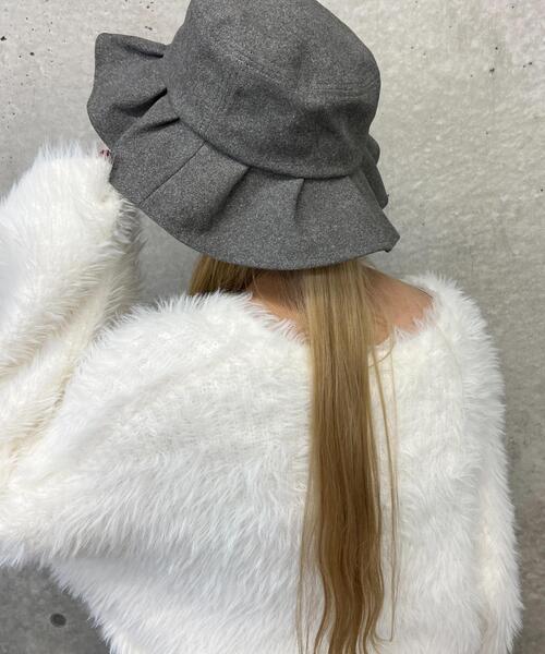 PHILLY（フィリー）の「【PHILLY】スウェードタッチリボン付きハット（ハット・レディース・ベージュ/グレー・FREE）」の4枚目の写真