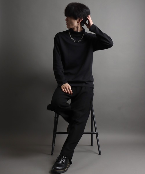 セール】turtleneck long sleeve cut sew with necklace