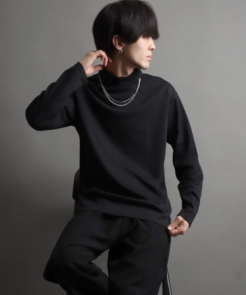 セール】turtleneck long sleeve cut sew with necklace