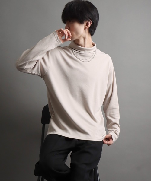 セール】turtleneck long sleeve cut sew with necklace