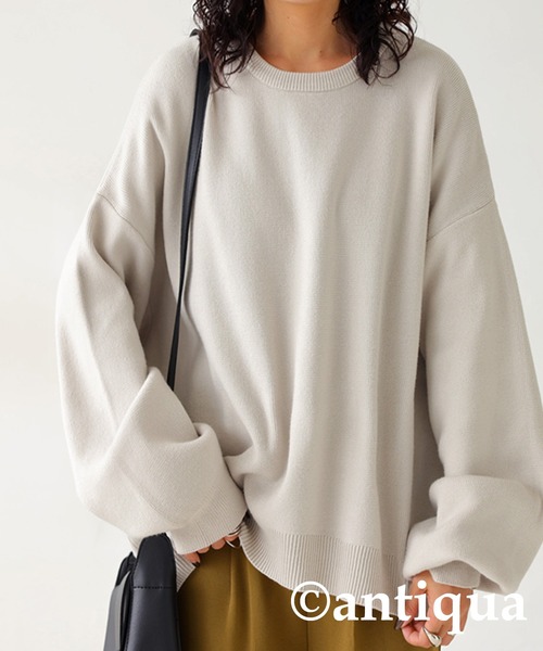 antiqua(アンティカ)の「クルーネックニット(ニット/セーター・レディース・ホワイト系その他/ブラック/レッド/グリーン/パープル/ブルーグリーン/ブルー/イエロー系その他/ピンク/杢グレー・FREE)」の11枚目の写真