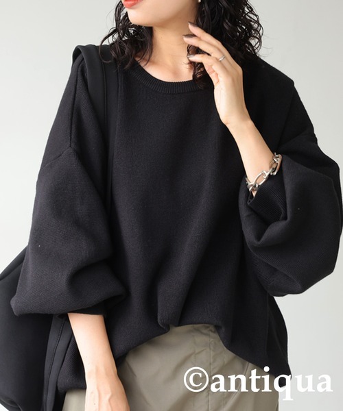 antiqua(アンティカ)の「クルーネックニット(ニット/セーター・レディース・ホワイト系その他/ブラック/レッド/グリーン/パープル/ブルーグリーン/ブルー/イエロー系その他/ピンク/杢グレー・FREE)」の15枚目の写真