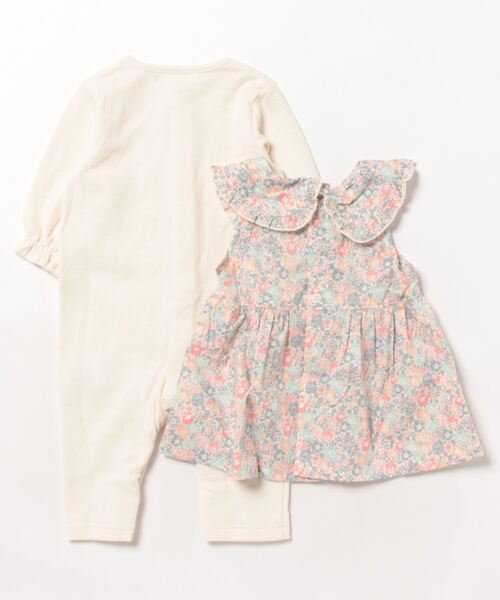 sense of wonder（センスオブワンダー）の「リバティエプロン付カバーオール（ロンパース・キッズ・ラベンダー/ピンク・70cm/80ｃｍ）」の3枚目の写真