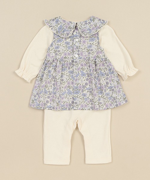 sense of wonder（センスオブワンダー）の「リバティエプロン付カバーオール（ロンパース・キッズ・ラベンダー/ピンク・70cm/80ｃｍ）」の6枚目の写真