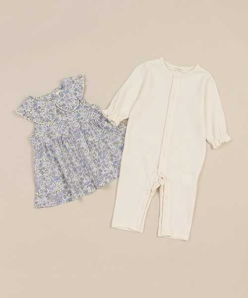 sense of wonder（センスオブワンダー）の「リバティエプロン付カバーオール（ロンパース・キッズ・ラベンダー/ピンク・70cm/80ｃｍ）」の7枚目の写真