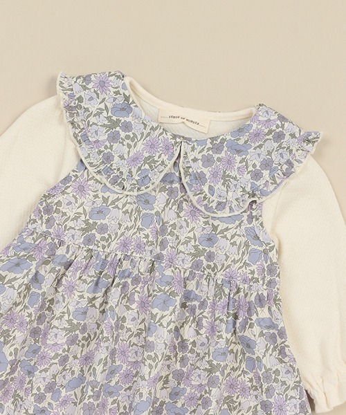 sense of wonder（センスオブワンダー）の「リバティエプロン付カバーオール（ロンパース・キッズ・ラベンダー/ピンク・70cm/80ｃｍ）」の8枚目の写真