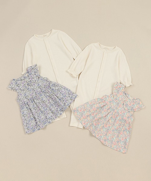 sense of wonder（センスオブワンダー）の「リバティエプロン付カバーオール（ロンパース・キッズ・ラベンダー/ピンク・70cm/80ｃｍ）」の14枚目の写真