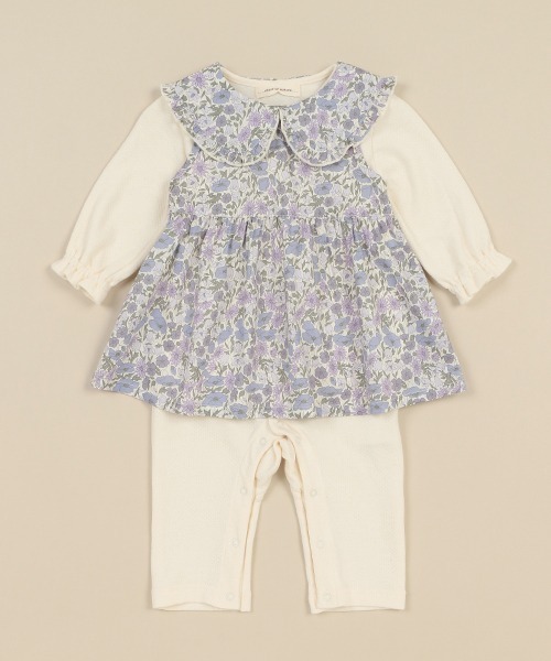 sense of wonder（センスオブワンダー）の「リバティエプロン付カバーオール（ロンパース・キッズ・ラベンダー/ピンク・70cm/80ｃｍ）」の5枚目の写真