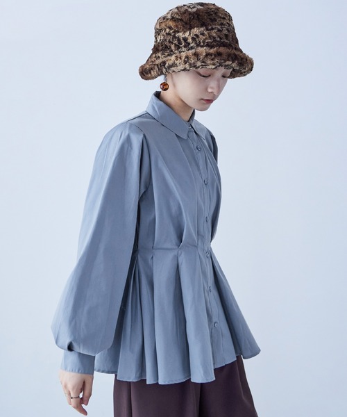 Fashion Letter(ファッションレター)の「ウエストタックボリュームスリーブシャツ(シャツ/ブラウス・レディース・オフホワイト/モカ/ブラック/ブルー・M)」の19枚目の写真