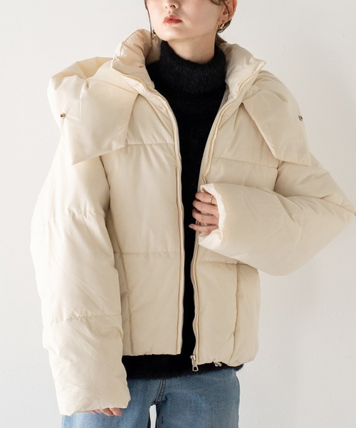 VitaFelice（ヴィータフェリーチェ）の「ボリューム中綿 ブルゾン パデッドジャケット（その他アウター・レディース・ブラック/アイボリー/イエロー・FREE）」の13枚目の写真