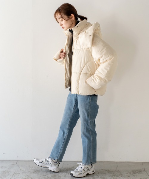 VitaFelice（ヴィータフェリーチェ）の「ボリューム中綿 ブルゾン パデッドジャケット（その他アウター・レディース・ブラック/アイボリー/イエロー・FREE）」の14枚目の写真