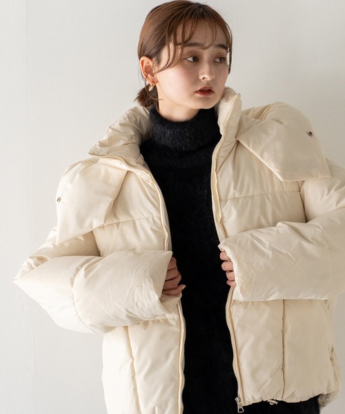 VitaFelice（ヴィータフェリーチェ）の「ボリューム中綿 ブルゾン パデッドジャケット（その他アウター・レディース・ブラック/アイボリー/イエロー・FREE）」の18枚目の写真