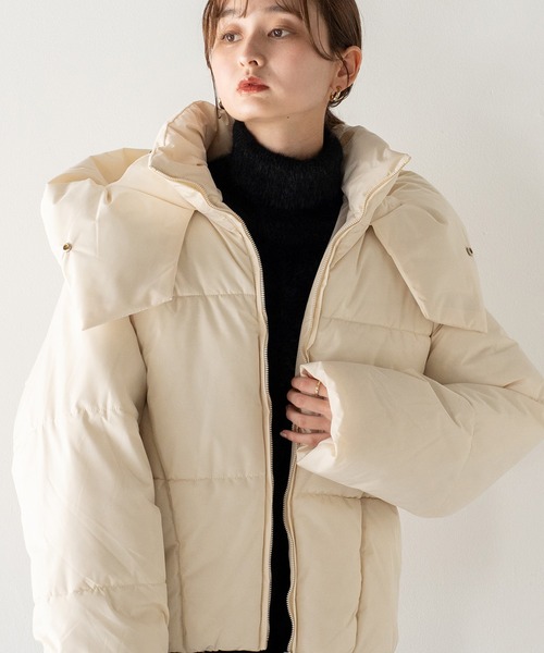 VitaFelice（ヴィータフェリーチェ）の「ボリューム中綿 ブルゾン パデッドジャケット（その他アウター・レディース・ブラック/アイボリー/イエロー・FREE）」の5枚目の写真